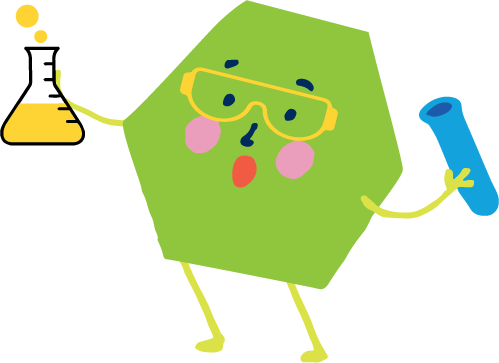 Scientist hexadude with a bubbling beaker