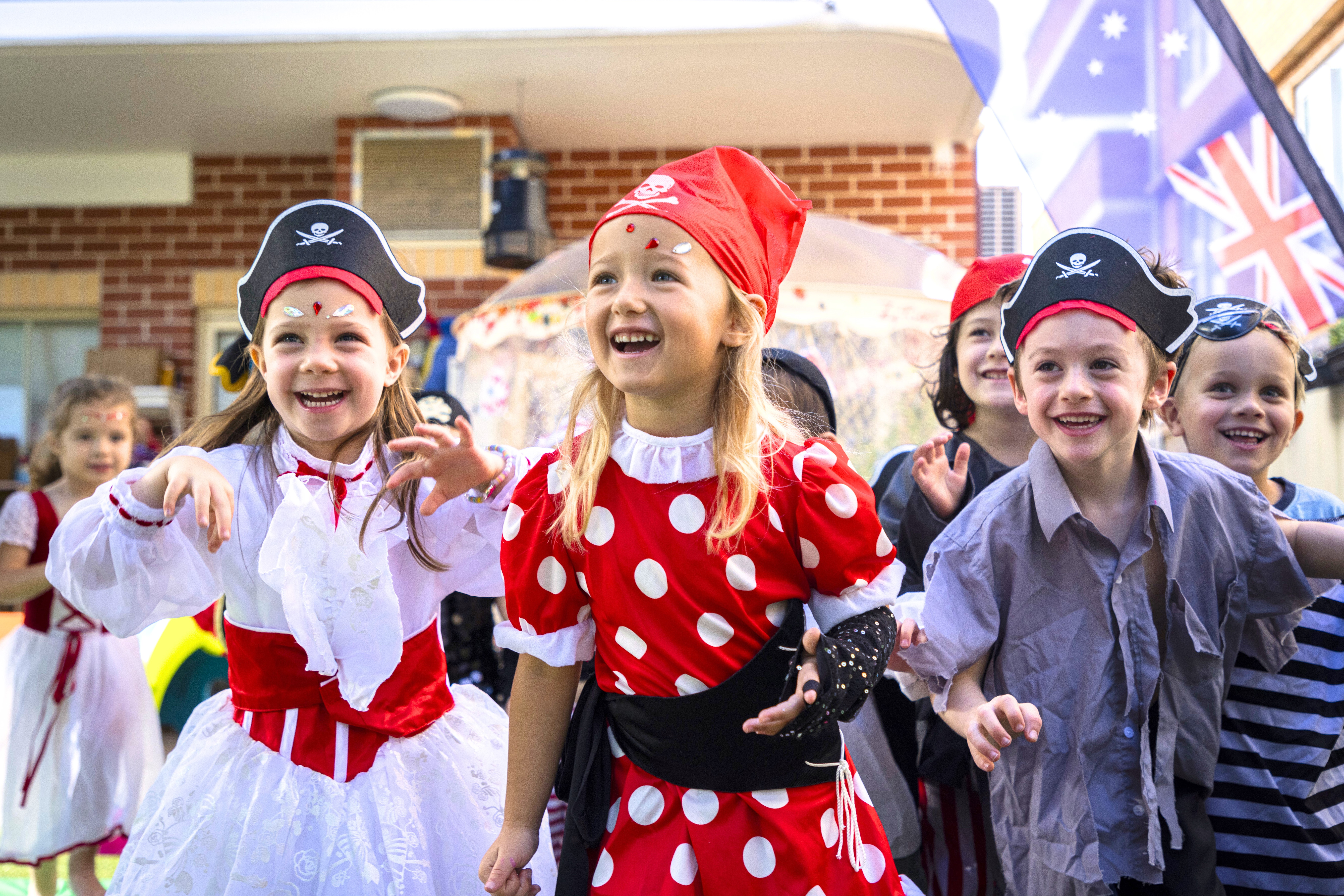Children dressed as pirates for Pirate Day
